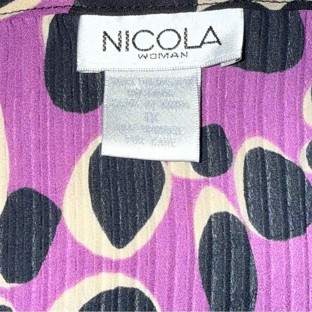 Nicola Purple Abstract Dot Tunic Dress Smocked Empire Waist Long Sleeve - Picture 5 of 7